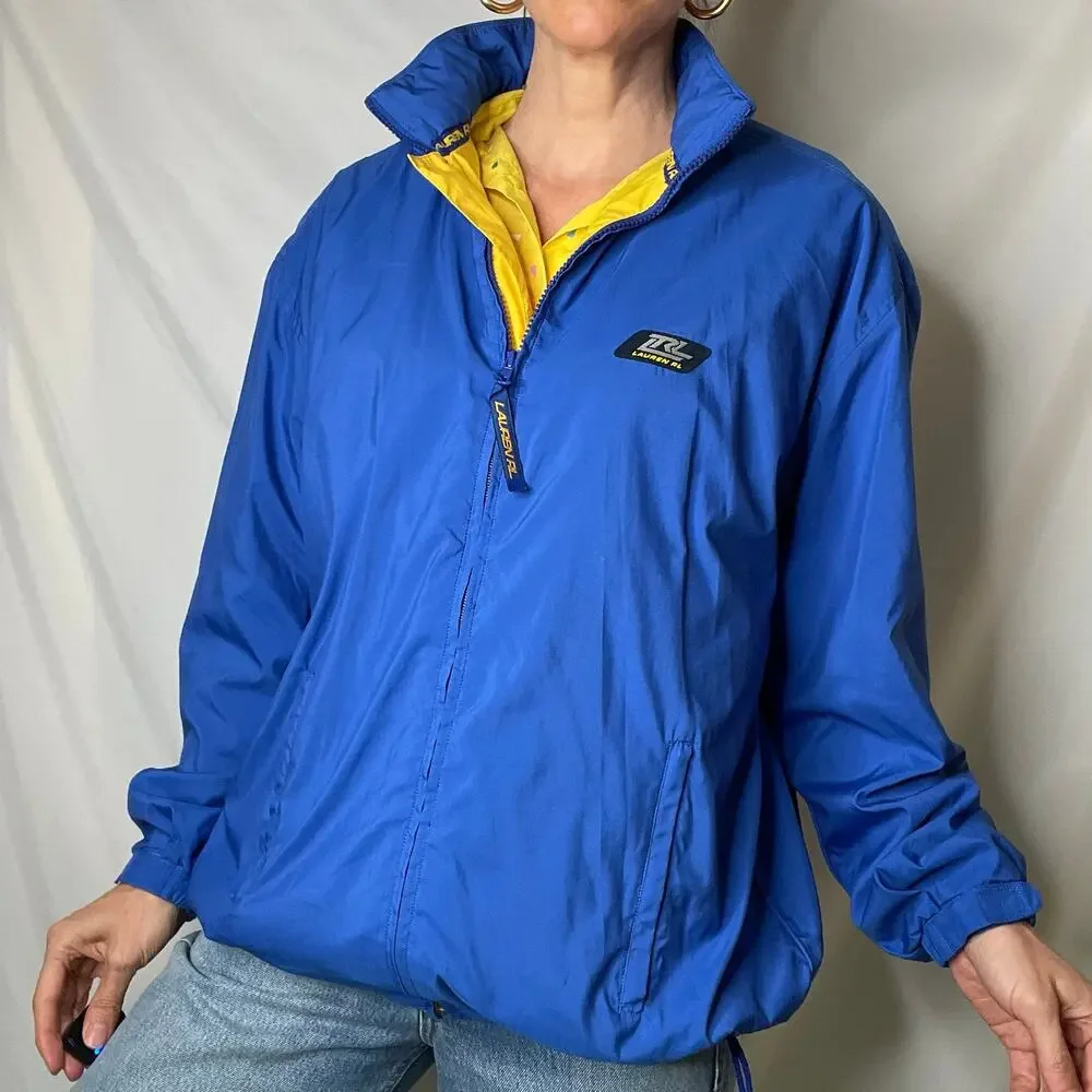 Lauren Ralph Lauren polo sport windbreaker jacket blue yellow oversized preppy M